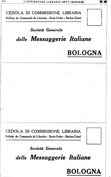 L'avvisatore librario settimanale bollettino bibliografico