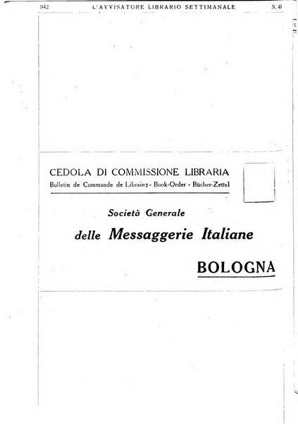 L'avvisatore librario settimanale bollettino bibliografico