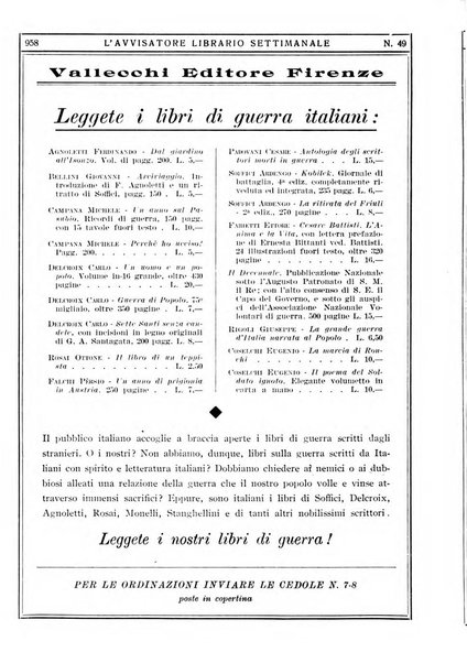 L'avvisatore librario settimanale bollettino bibliografico