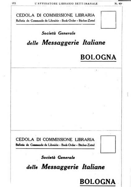 L'avvisatore librario settimanale bollettino bibliografico