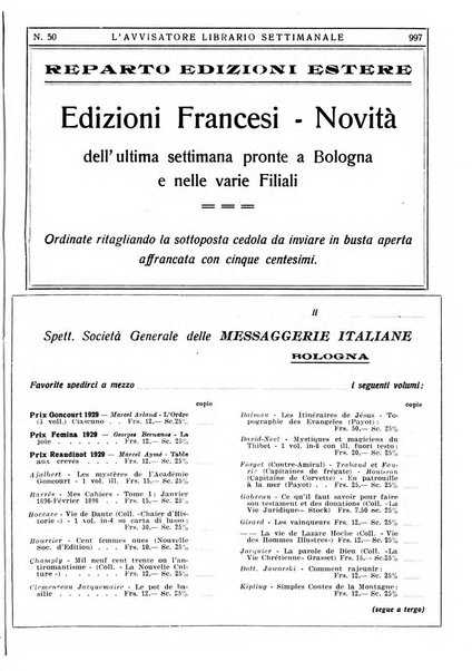 L'avvisatore librario settimanale bollettino bibliografico