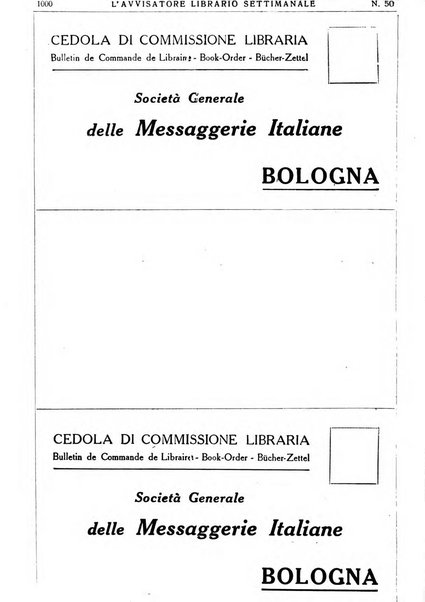 L'avvisatore librario settimanale bollettino bibliografico