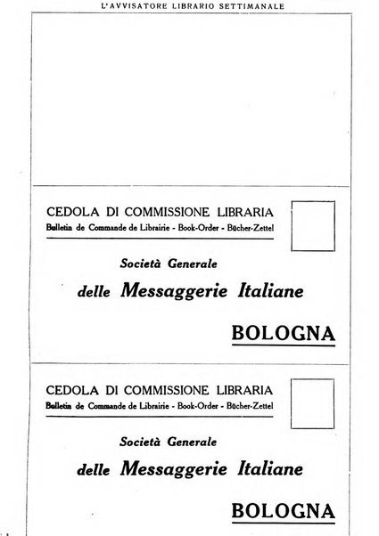 L'avvisatore librario settimanale bollettino bibliografico