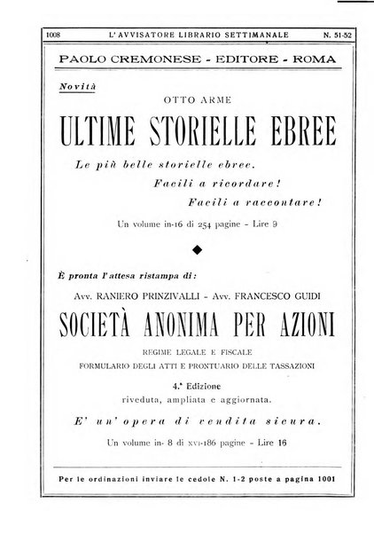 L'avvisatore librario settimanale bollettino bibliografico