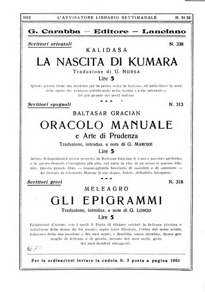 L'avvisatore librario settimanale bollettino bibliografico