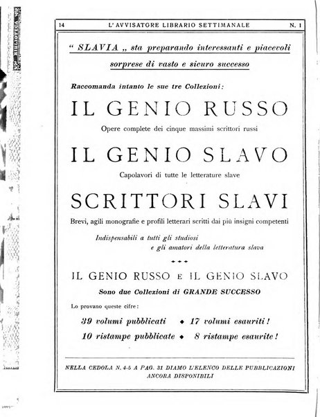 L'avvisatore librario settimanale bollettino bibliografico