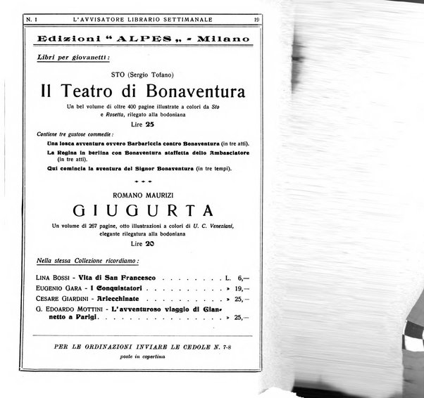 L'avvisatore librario settimanale bollettino bibliografico