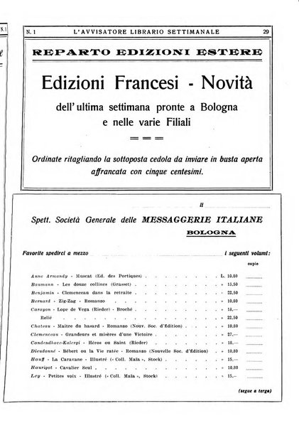 L'avvisatore librario settimanale bollettino bibliografico