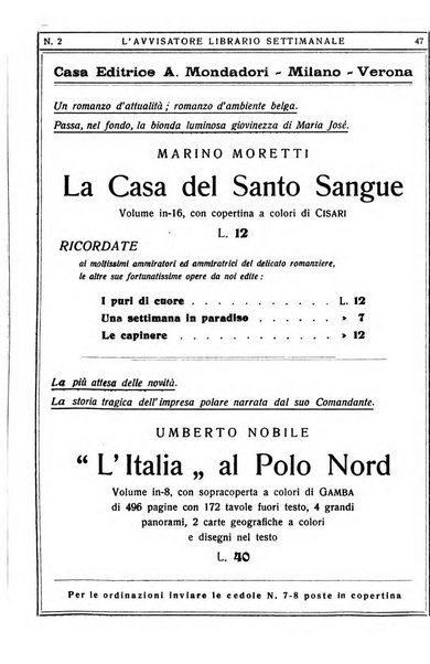 L'avvisatore librario settimanale bollettino bibliografico