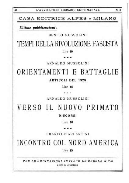 L'avvisatore librario settimanale bollettino bibliografico