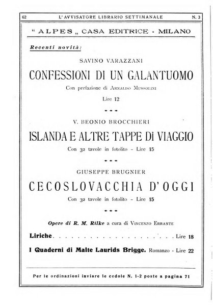 L'avvisatore librario settimanale bollettino bibliografico