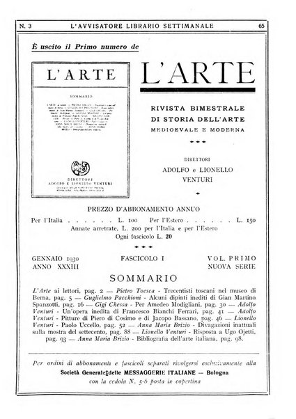 L'avvisatore librario settimanale bollettino bibliografico