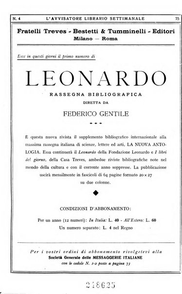 L'avvisatore librario settimanale bollettino bibliografico