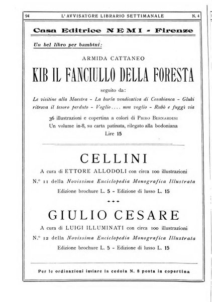 L'avvisatore librario settimanale bollettino bibliografico