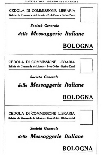 L'avvisatore librario settimanale bollettino bibliografico