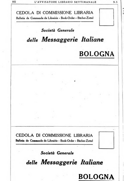 L'avvisatore librario settimanale bollettino bibliografico