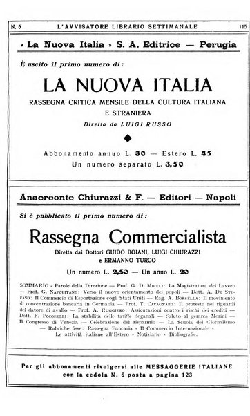 L'avvisatore librario settimanale bollettino bibliografico