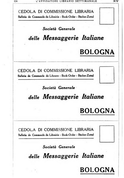 L'avvisatore librario settimanale bollettino bibliografico