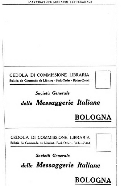 L'avvisatore librario settimanale bollettino bibliografico