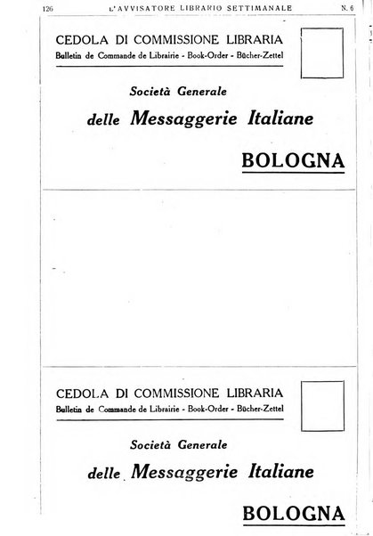 L'avvisatore librario settimanale bollettino bibliografico