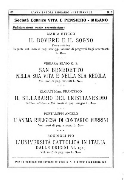 L'avvisatore librario settimanale bollettino bibliografico