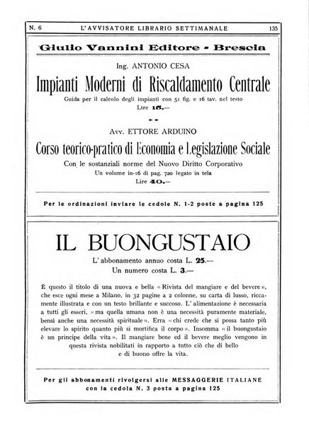 L'avvisatore librario settimanale bollettino bibliografico