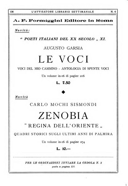 L'avvisatore librario settimanale bollettino bibliografico