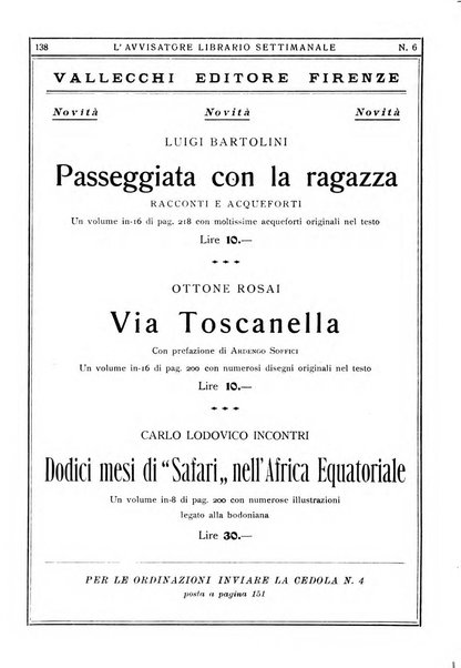 L'avvisatore librario settimanale bollettino bibliografico