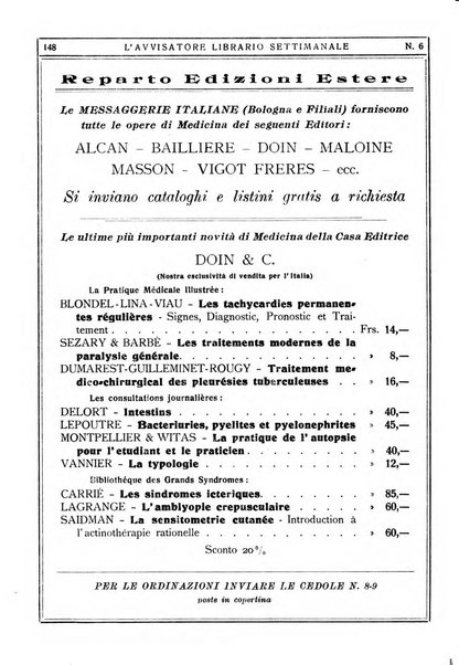 L'avvisatore librario settimanale bollettino bibliografico