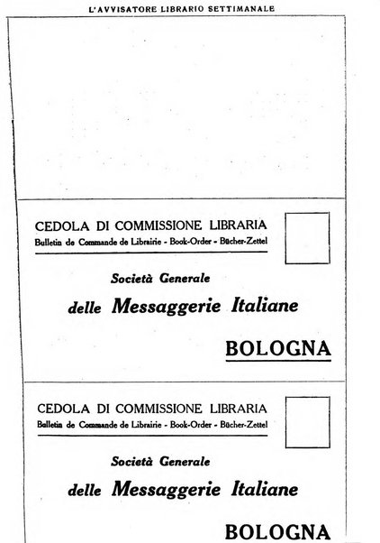 L'avvisatore librario settimanale bollettino bibliografico