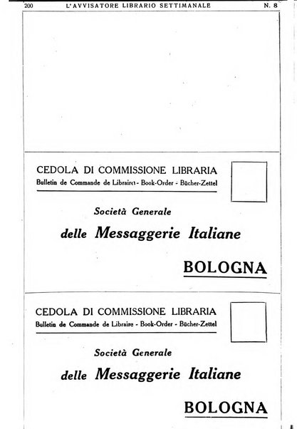 L'avvisatore librario settimanale bollettino bibliografico