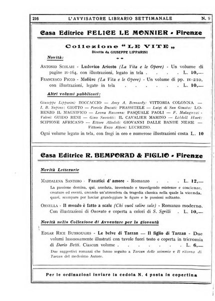 L'avvisatore librario settimanale bollettino bibliografico