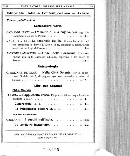 L'avvisatore librario settimanale bollettino bibliografico