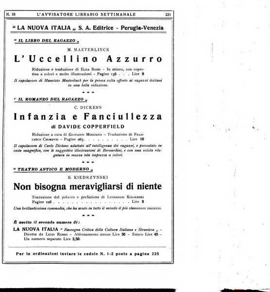 L'avvisatore librario settimanale bollettino bibliografico