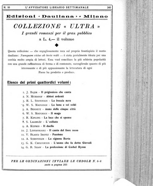 L'avvisatore librario settimanale bollettino bibliografico