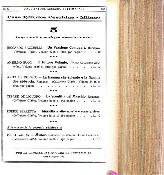 L'avvisatore librario settimanale bollettino bibliografico