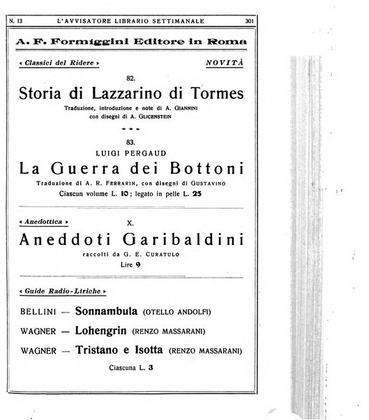 L'avvisatore librario settimanale bollettino bibliografico