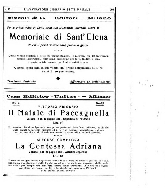 L'avvisatore librario settimanale bollettino bibliografico