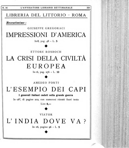 L'avvisatore librario settimanale bollettino bibliografico