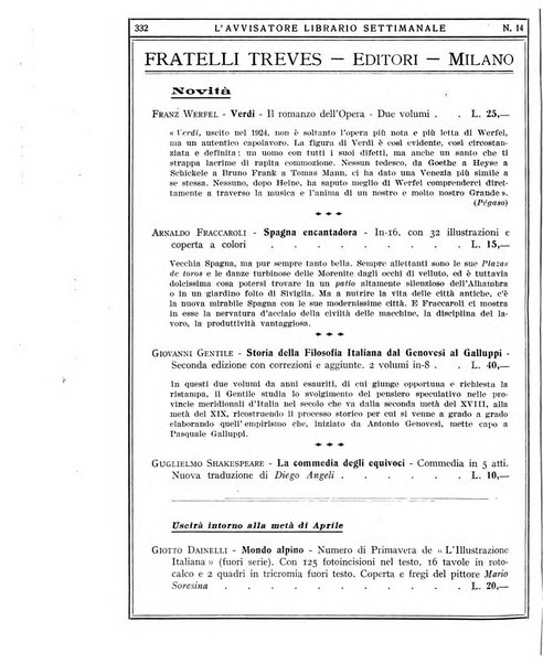 L'avvisatore librario settimanale bollettino bibliografico