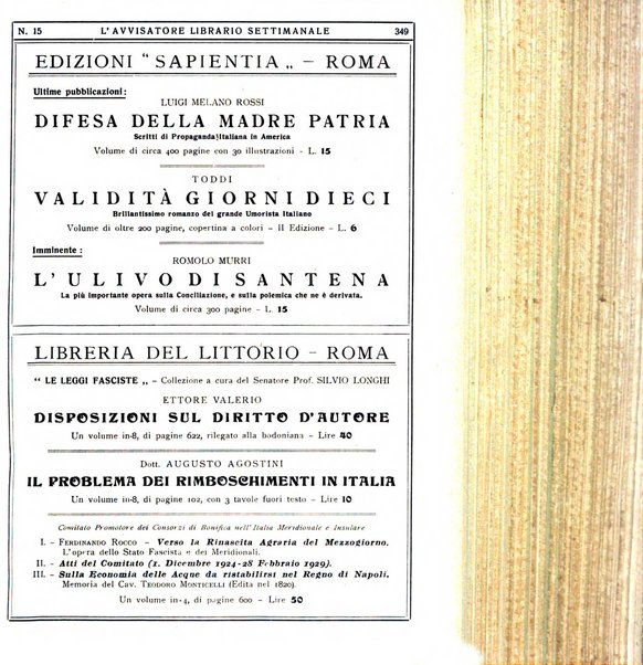 L'avvisatore librario settimanale bollettino bibliografico