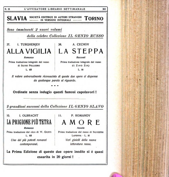 L'avvisatore librario settimanale bollettino bibliografico