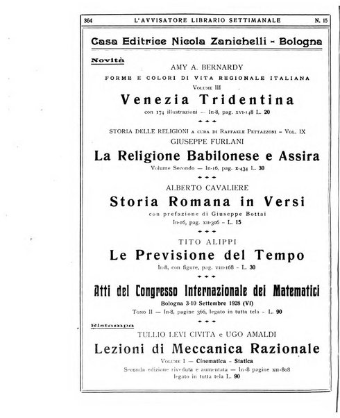 L'avvisatore librario settimanale bollettino bibliografico