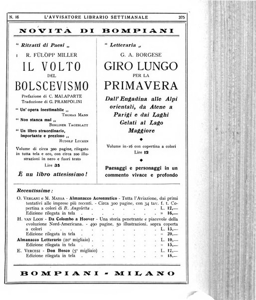 L'avvisatore librario settimanale bollettino bibliografico