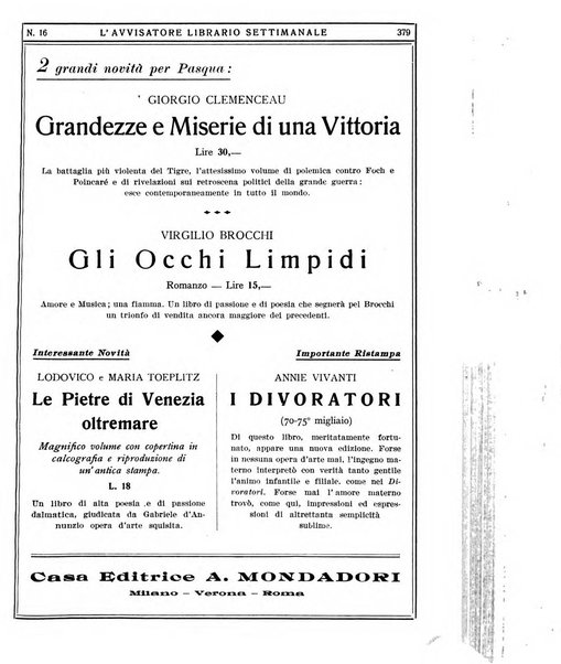 L'avvisatore librario settimanale bollettino bibliografico