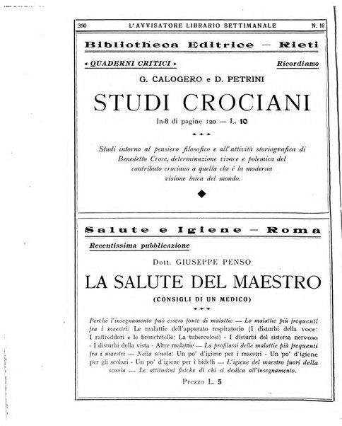 L'avvisatore librario settimanale bollettino bibliografico