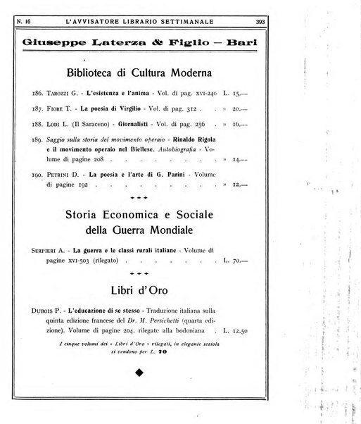 L'avvisatore librario settimanale bollettino bibliografico