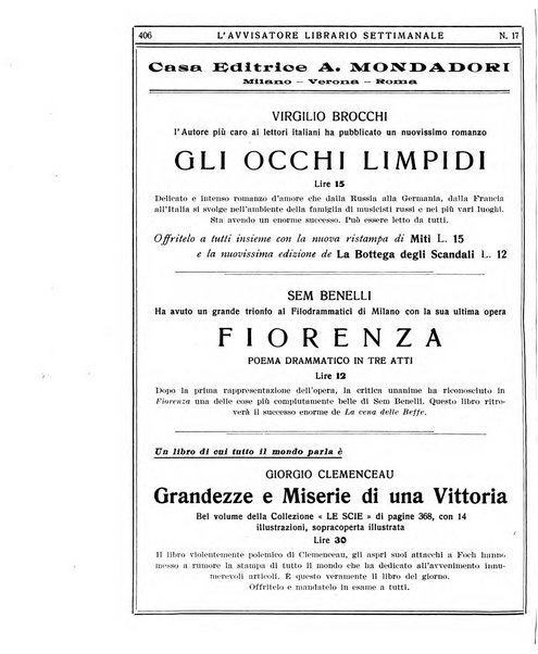 L'avvisatore librario settimanale bollettino bibliografico