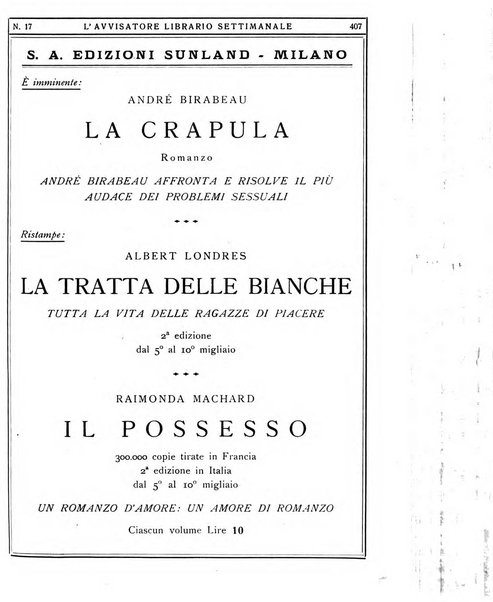 L'avvisatore librario settimanale bollettino bibliografico