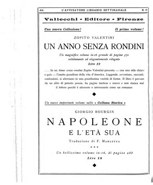 L'avvisatore librario settimanale bollettino bibliografico